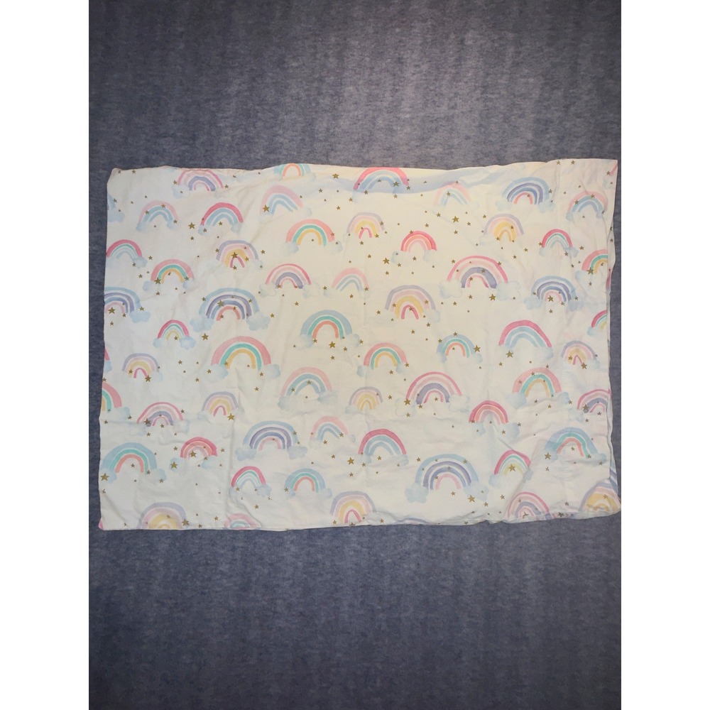 Pottery Barn Kids Rainbow Hearts Twin Sheet Set Organic Cotton White Pastel - Picture 2 of 7